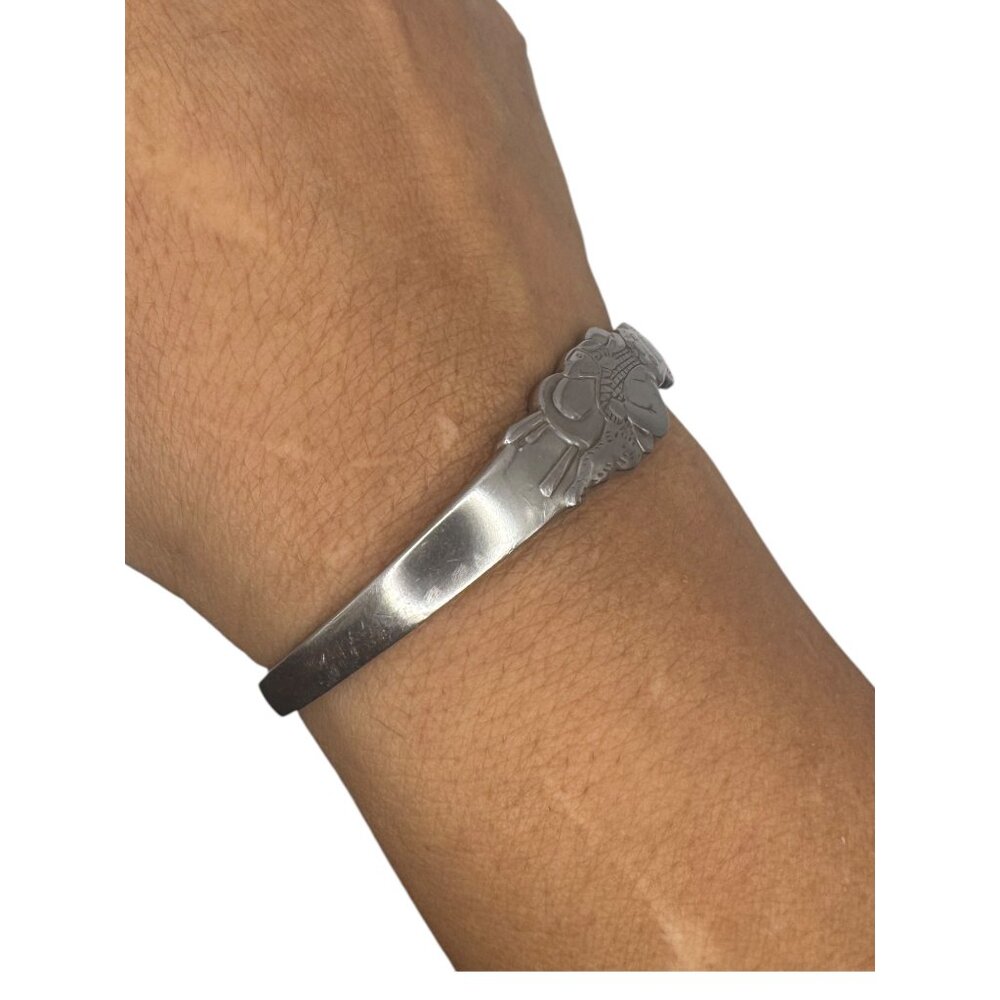 Royal Doulton Bunnykins Tally Ho Vntg Infant Spoon Stainless Steel Cuff Bracelet - Picture 5 of 13